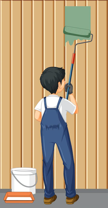 Back of painter construction worker Free Vector