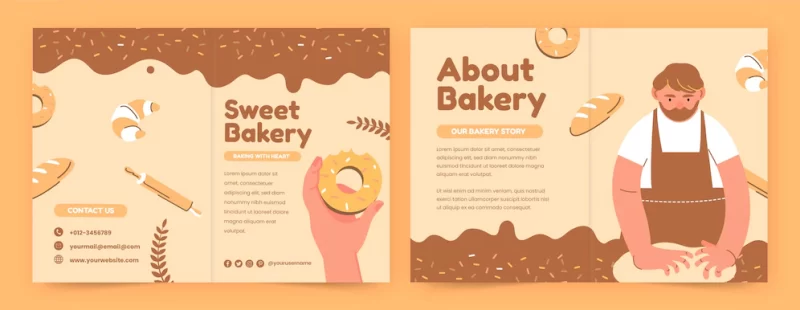 Bakery flat minimal brochure Free Vector