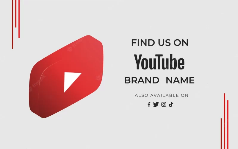 Banner find us YouTube with icon Free Vector