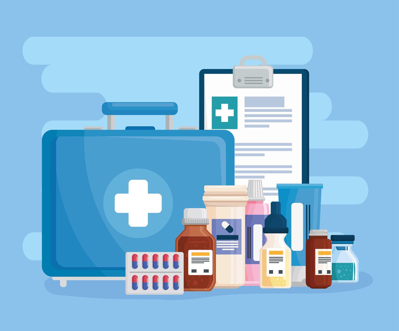 Banner With Medical Kit Medicine Icons 603843 1519