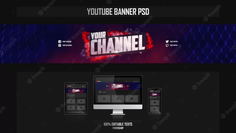 Banner for youtube channel with fight concept Premium Psd