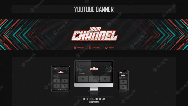 Banner for youtube channel with music concept Premium Vector