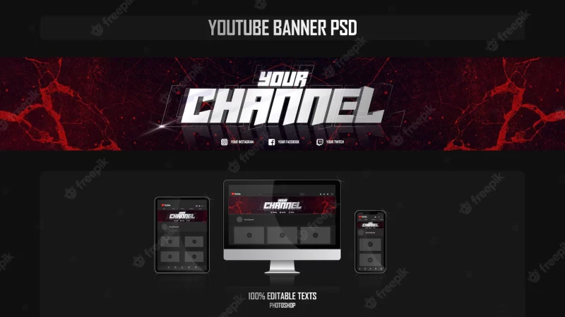 Banner for youtube channel with night concept Premium Psd