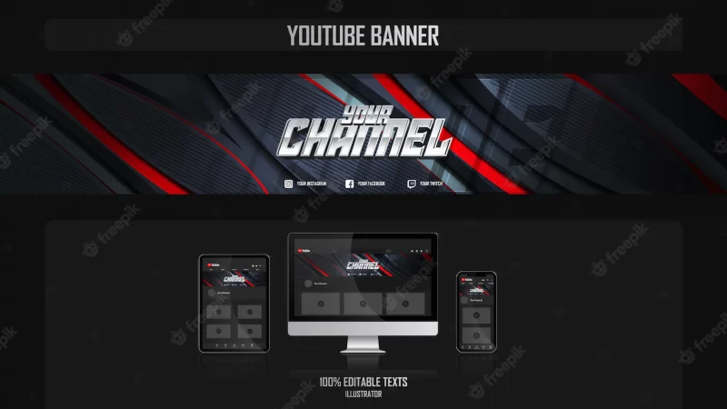 Banner for youtube channel with sport concept Premium Vector