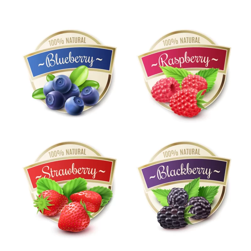 Berry labels set Free Vector