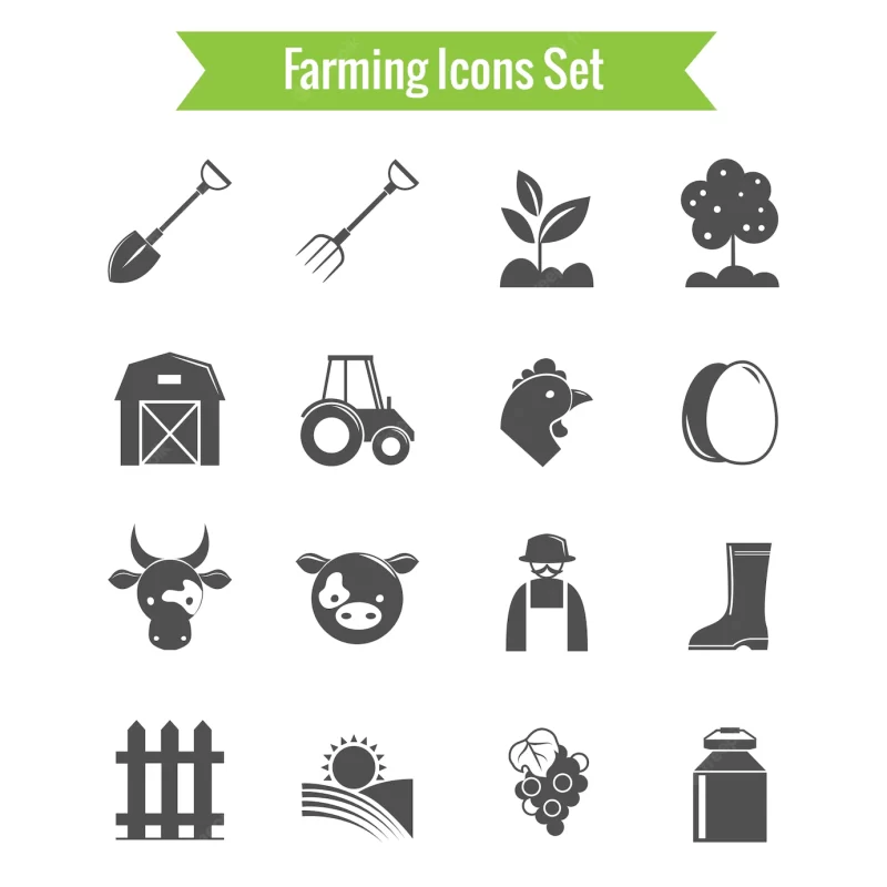 Black and white farm icons Free Vector