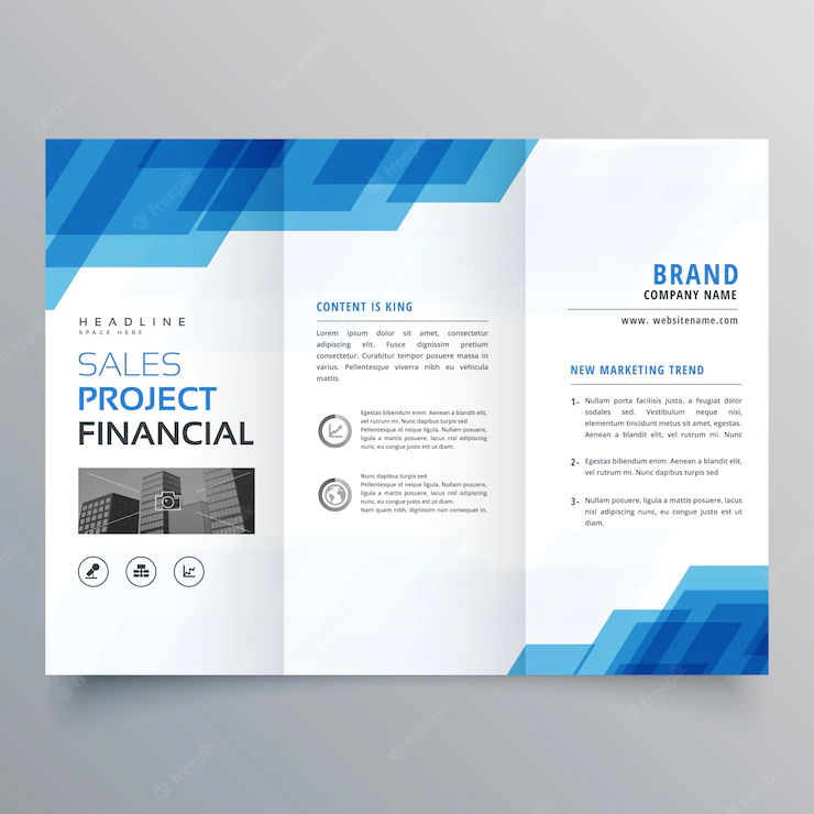 Blue Geometric Trifold Business Brochure Design Template 1017 11266