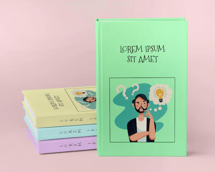 Books studio concept on pink background Free Psd