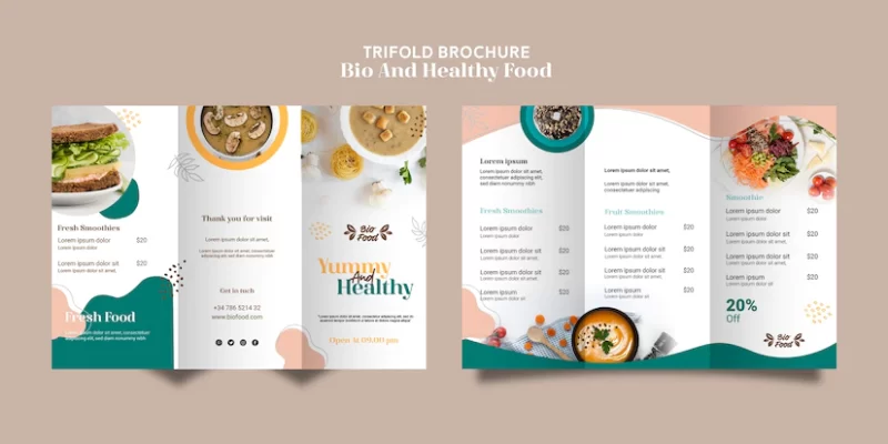 Brochure template with healthy food Free Psd