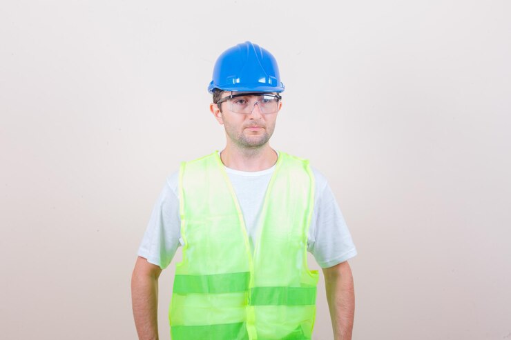 Builder Man Looking Away T Shirt Helmet Looking Sensible 176474 82789