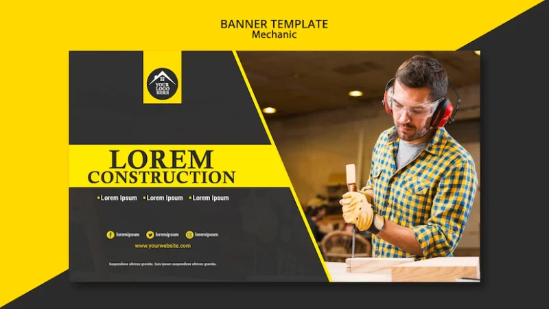 Carpenter manual worker handyman banner template Free Psd