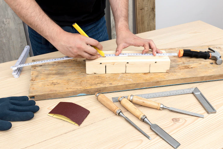 Carpenter Worker Creating Home Decoration From Wood His Workshop 23 2148640323