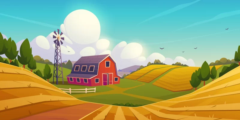 Cartoon style farm illustration Free Vector