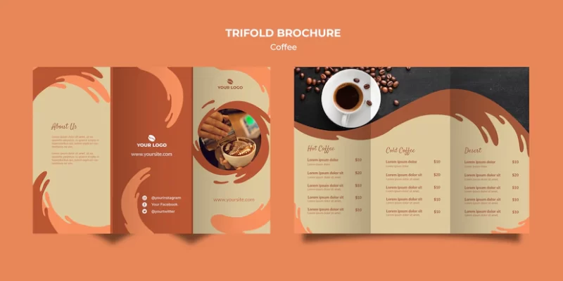 Coffee concept trifold brochure mock-up Free Psd