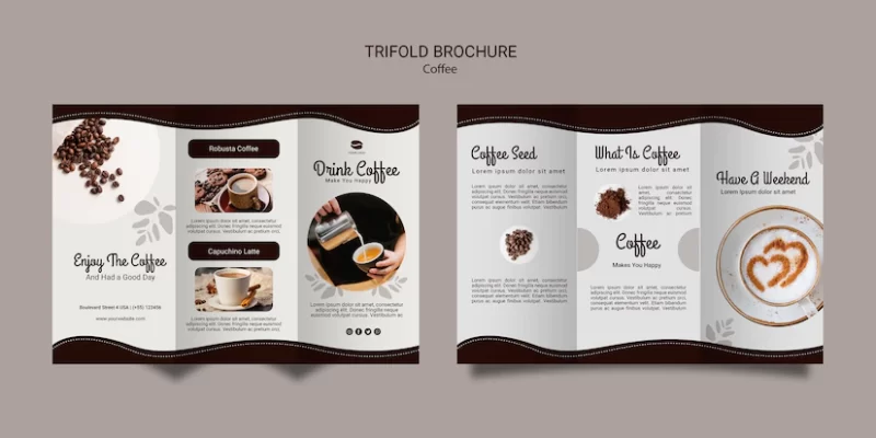 Coffee trifold brochure template Free Psd