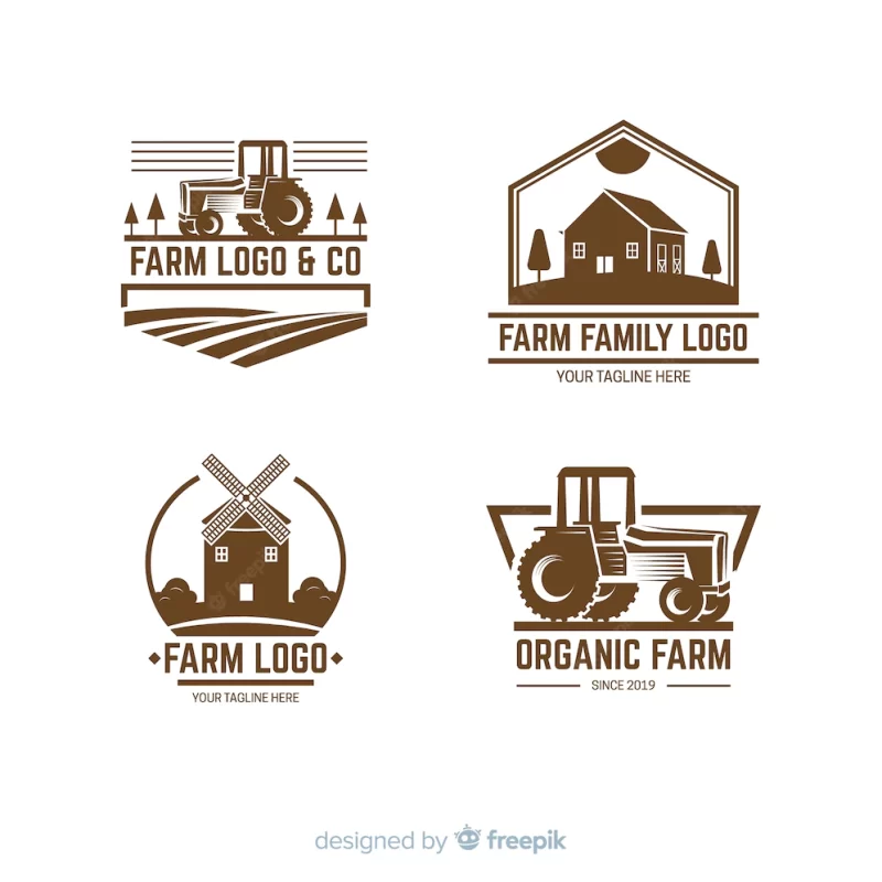 Collection of farm logo flat style Free Vector