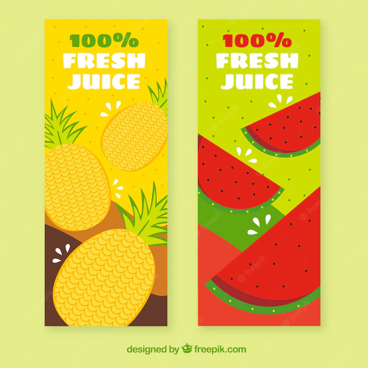 Colored Banners With Pineapples Watermelons 23 2147621123