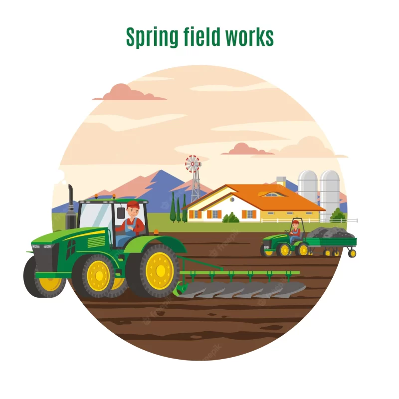 Colorful agriculture and farming concept Free Vector