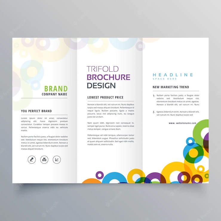 Colorful Circles Business Tri Fold Brochure Vector Design Template 1017 10637