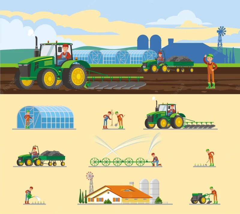 Colorful farming concept Free Vector