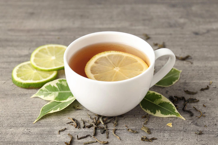 Concept Hot Drink With Tea Gray Wooden Background 185193 71656