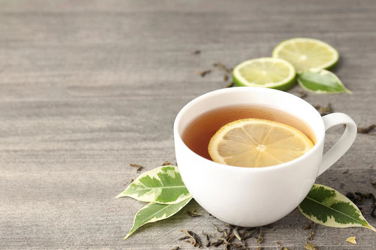 Concept Hot Drink With Tea Gray Wooden Background 185193 72549