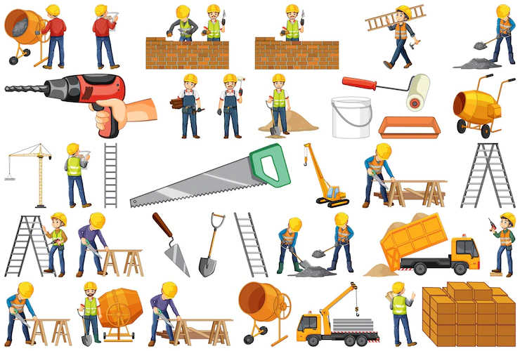 Construction Worker Set With Man Tools 1308 95823