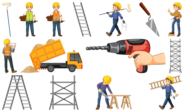 Construction Worker Set With Man Tools 1308 98324