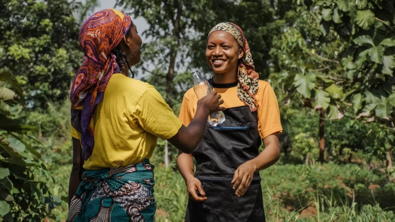 Countryside women discussing out in the field Free Photo