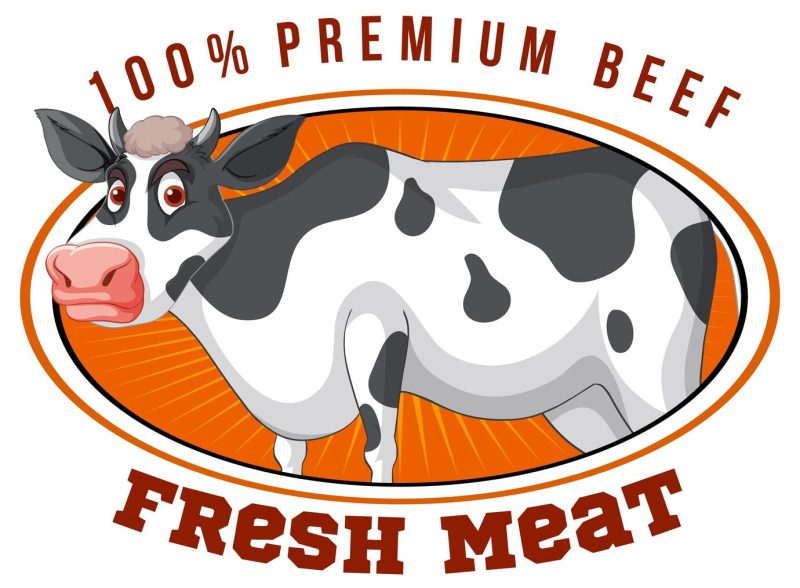 A cow with a fresh meat label Free Vector