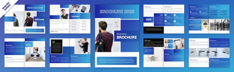 Creative buiness bifold brochure design Free Vector