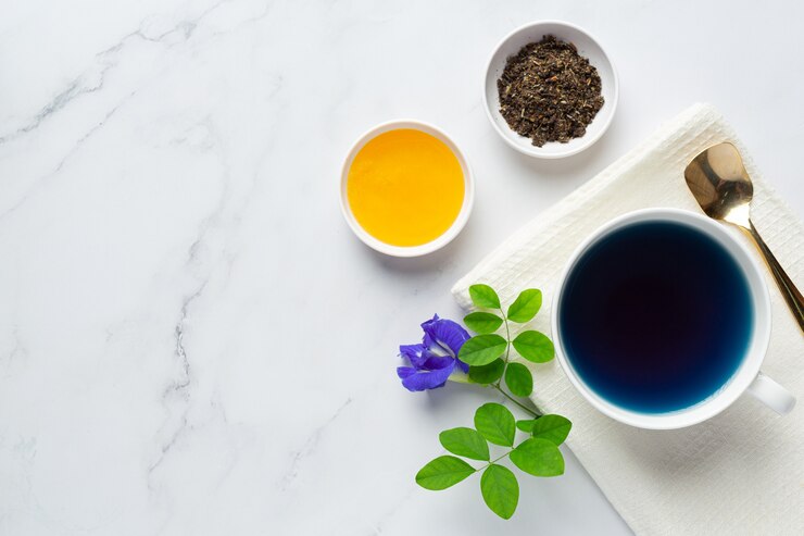 Cup Butterfly Pea Flower Tea With Honey Table 1150 28267