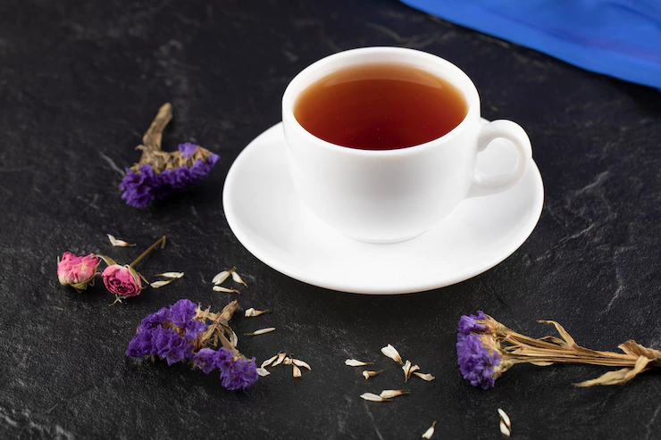 Cup Tea With Dried Flowers Black Table 114579 78927