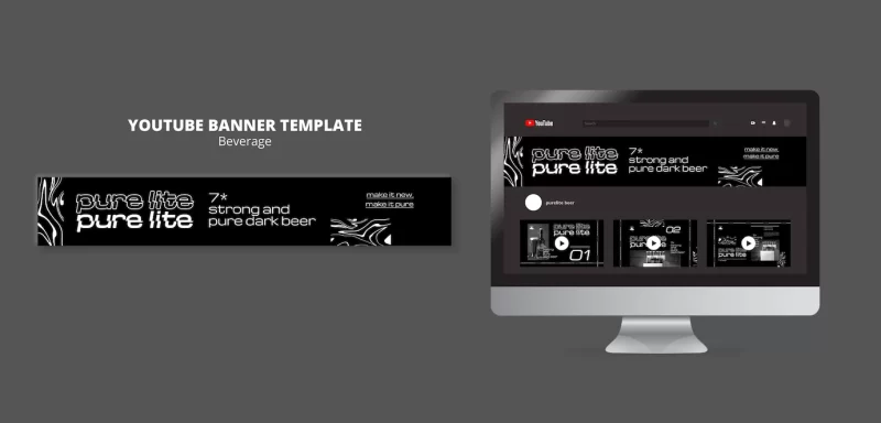 Delicious beverage youtube banner template Free Psd
