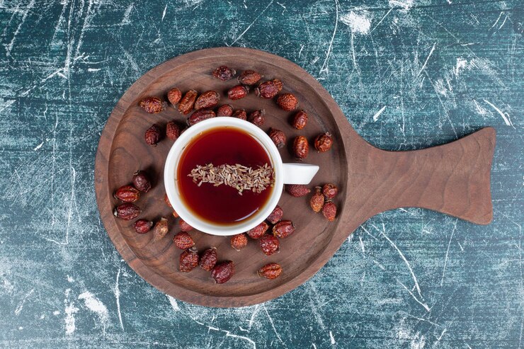 Dried Rosehip Cup Tea Wooden Board 114579 76280