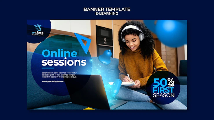 E-learning banner template design Free Psd