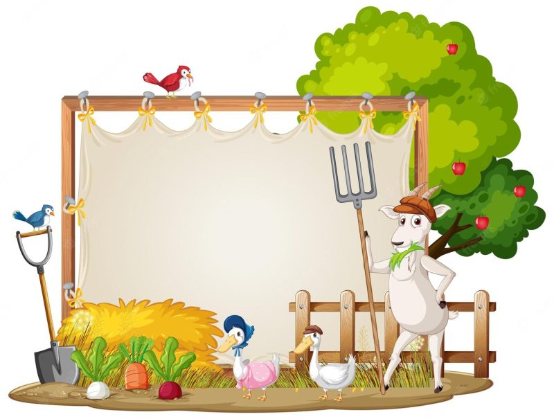 Empty banner template with farm animals Free Vector