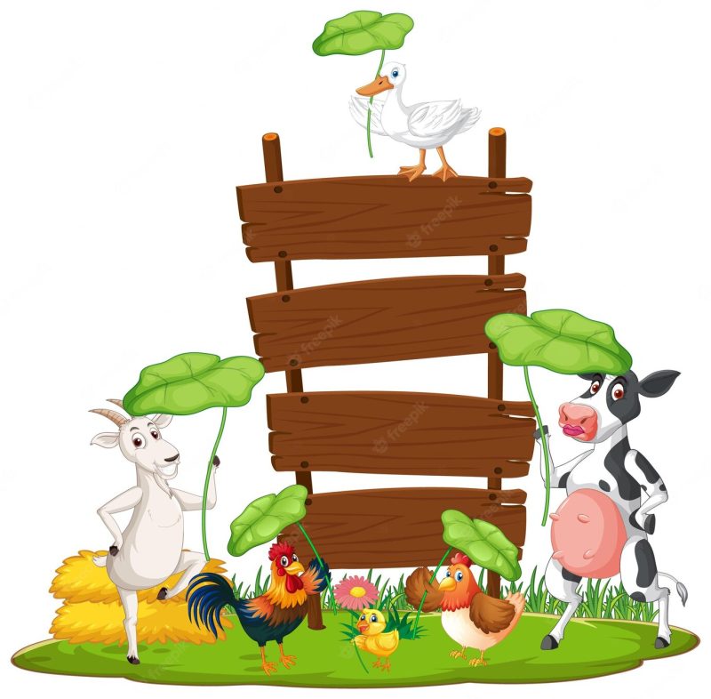 Empty banner template with farm animals Free Vector