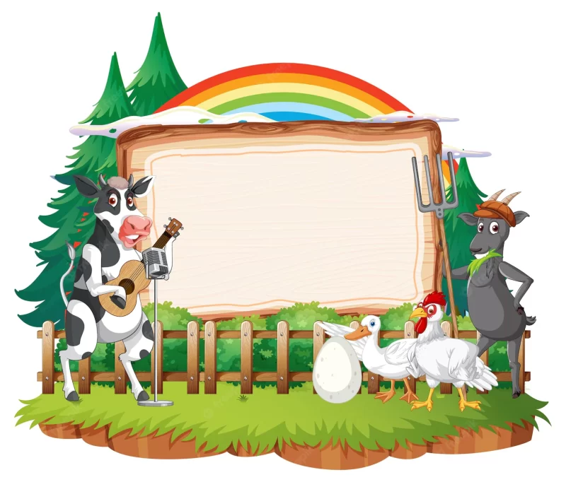 Empty banner template with farm animals Free Vector