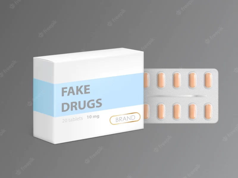 Fake drugs in carton package box Free Vector