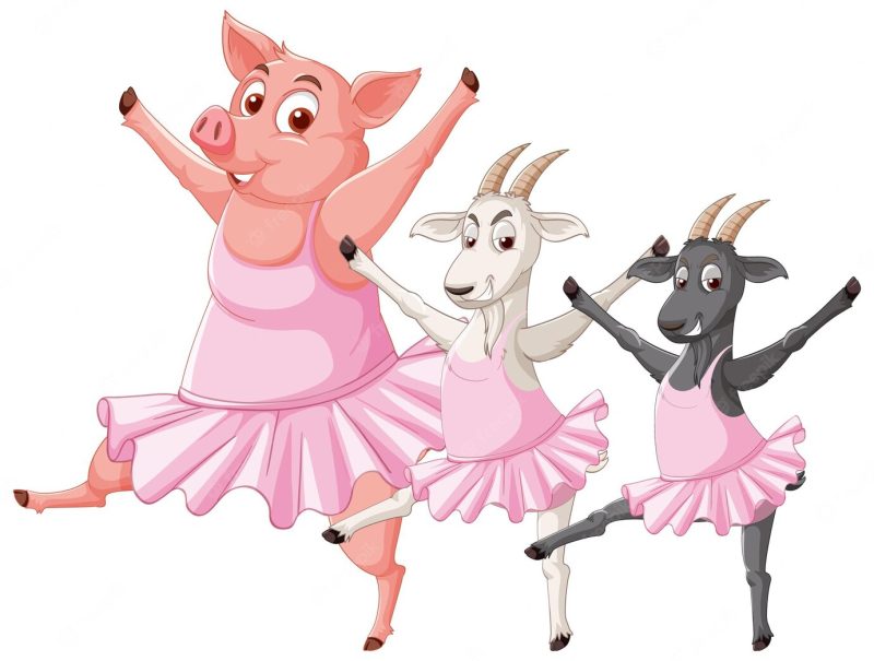 Farm animals dancing ballet Free Vector