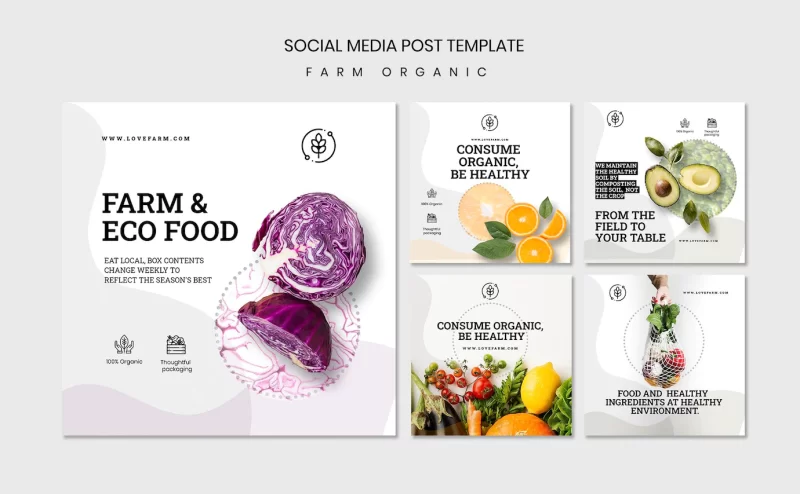 Farm organic social media post template Free Psd