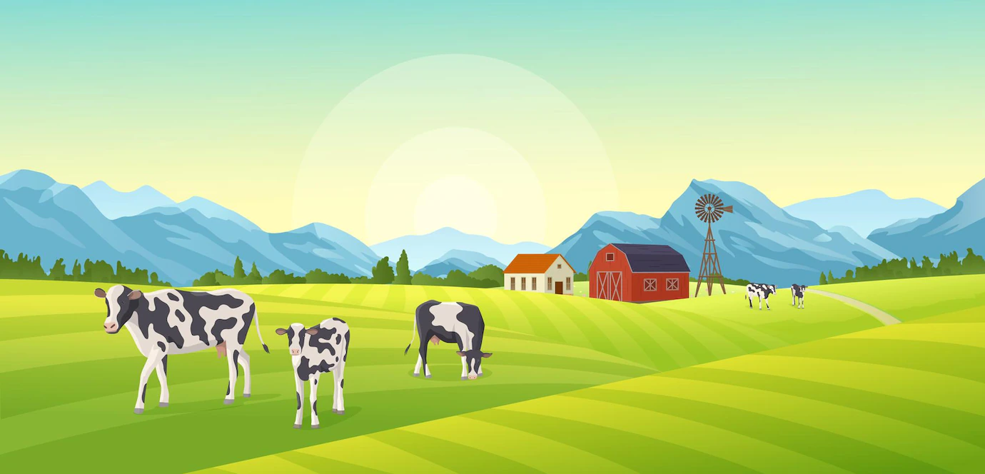 Farm Summer Landscape Illustration 1284 59687