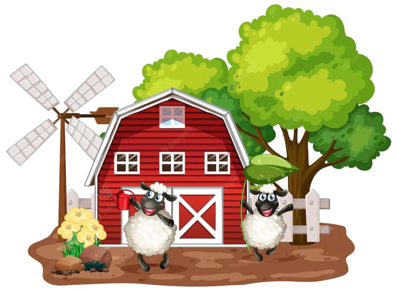 Farm theme background with farm animals Free Vector