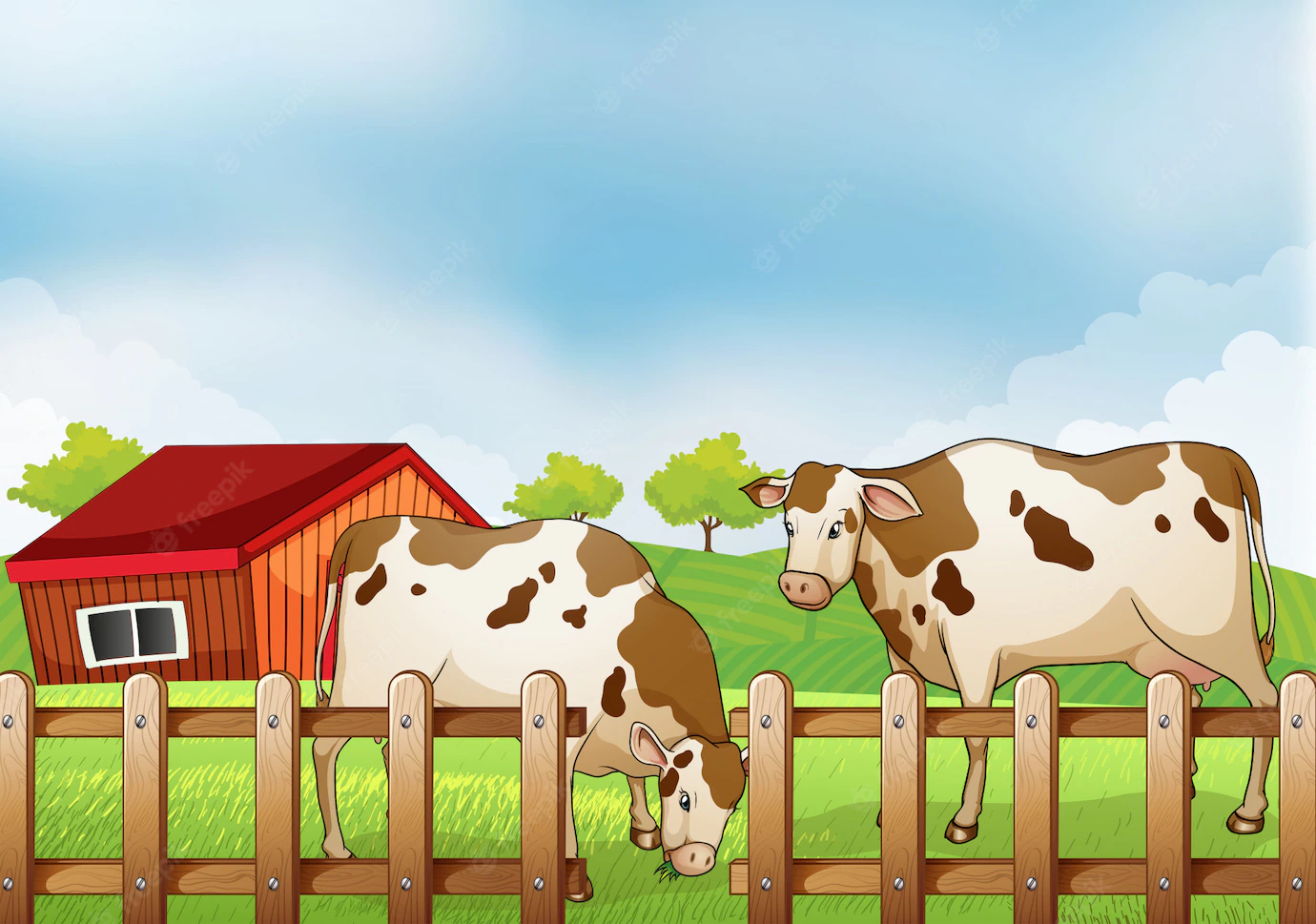 Farm With Two Cows Inside Fence 1308 35873