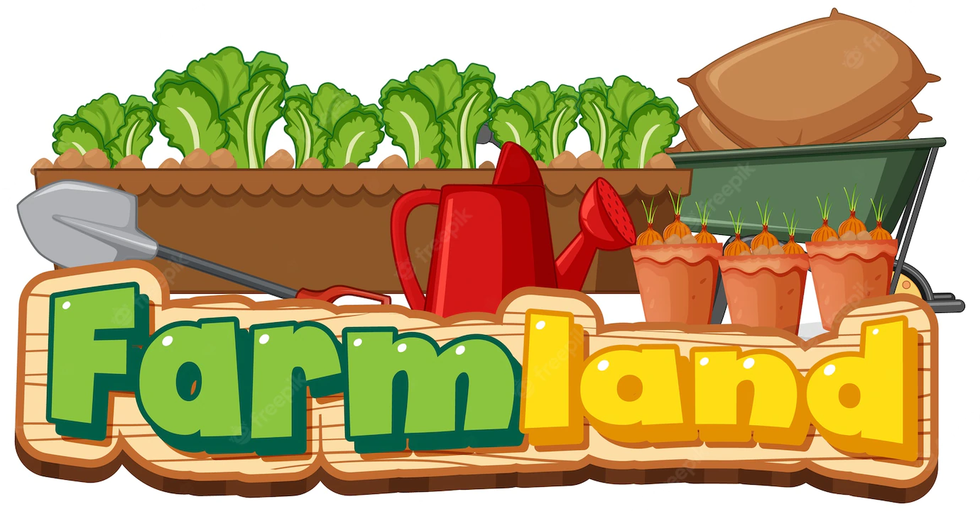 Farmland Logo Banner With Gardening Tools Isolated White Background 1308 50097