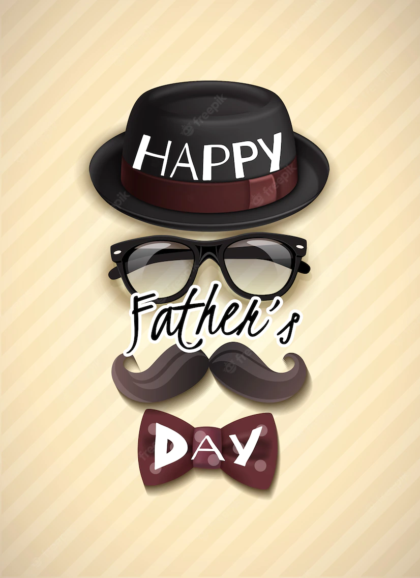 Fathers Day Greeting Card With Funny Hat Glasses Mustache Bow Tie 1284 30975