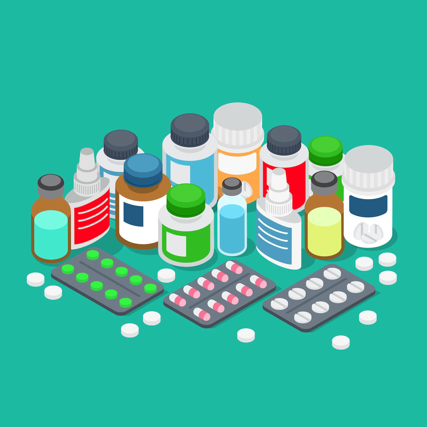 Flat 3d Isometric Pharmaceutics Pharmacy Drug Store 126523 1607