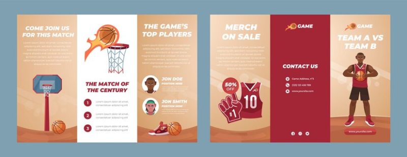 Flat basketball brochure template Free Vector