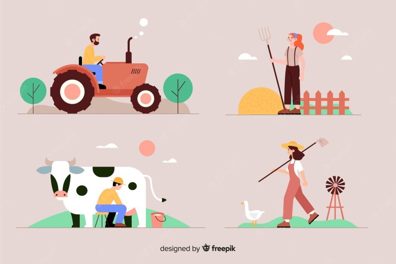 Flat design of agricultural workers Free Vector